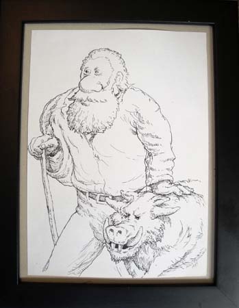 MOUNTAIN MAN WITH BOAR