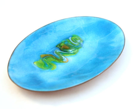 BLUE ENAMELED COPPER DISH