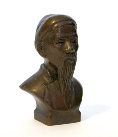 BRONZE CHINESE BUST W BEARD