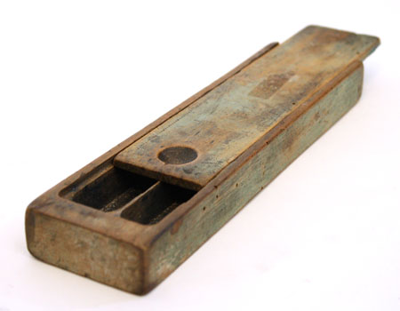 SLIDING TOP WOOD BOX WITH TWO PENS