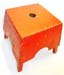 VINTAGE SQUARE ORANGE STOOL