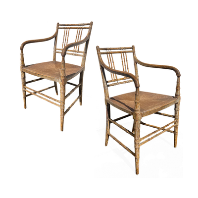 Pair of 18th Century Bamboo Armchairs
