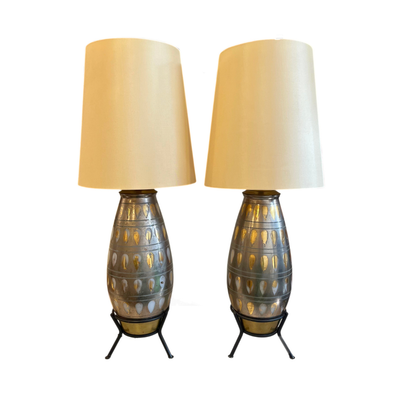 Vintage Glass Table Lamp Pair